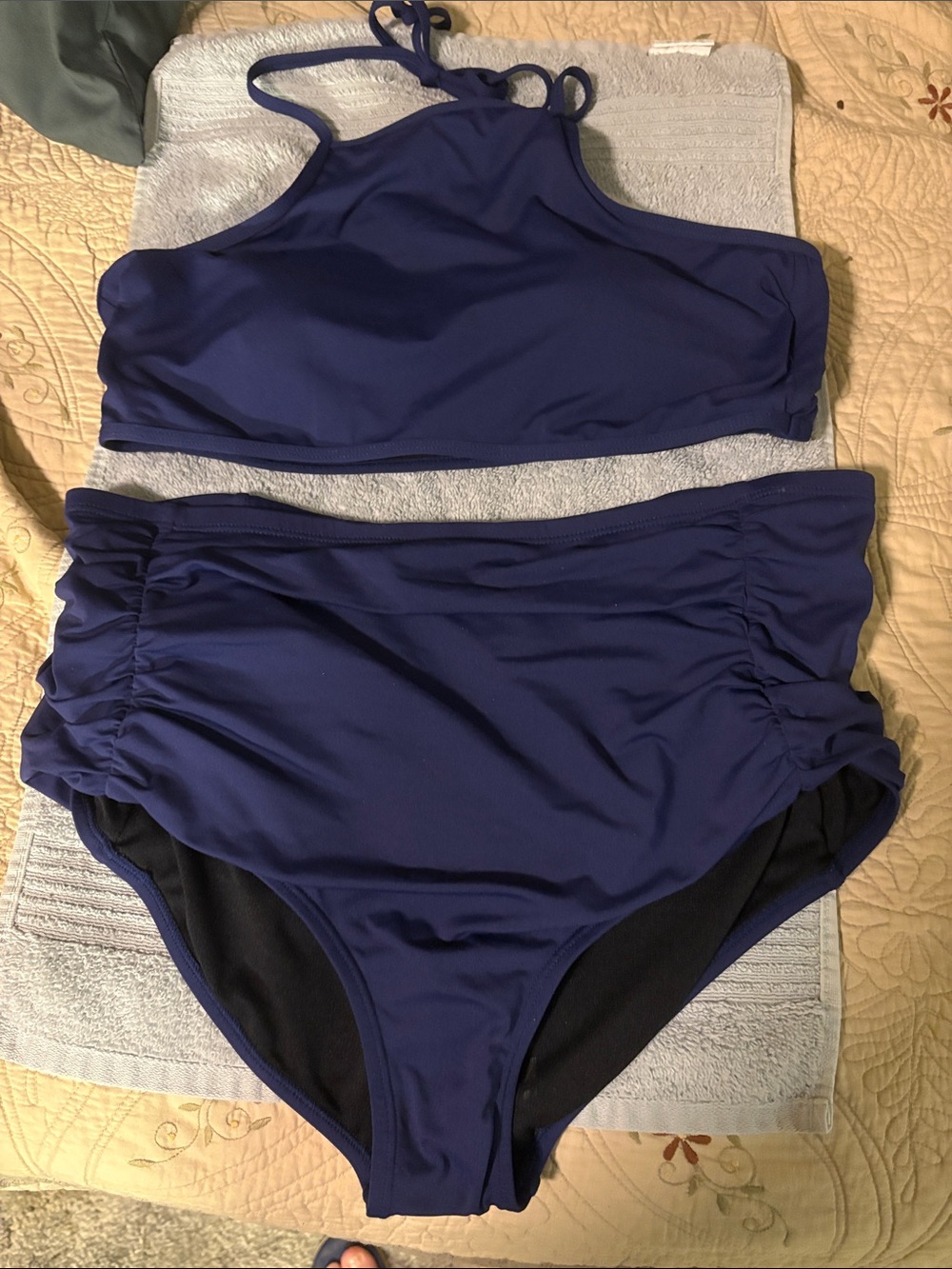 Gianni Bini Navy High-Neck Two-Piece Bikini Set